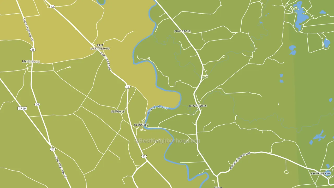 Glenfield, NY block-group voter-turnout map
