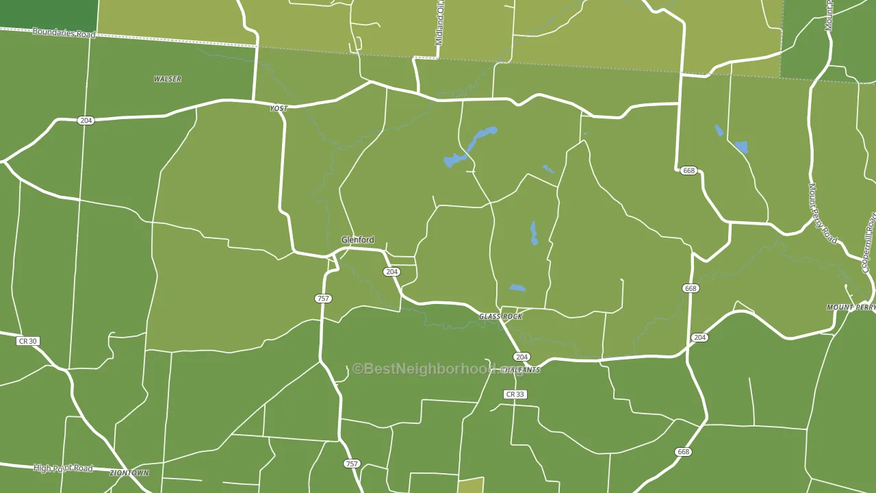 Glenford, OH block-group voter-turnout map