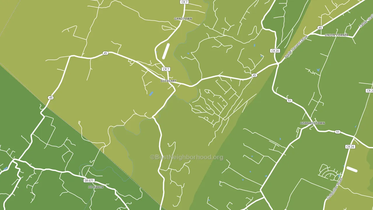Glengary, WV block-group voter-turnout map