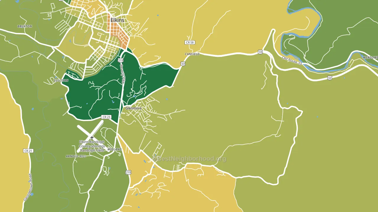 Glenmore, WV block-group voter-turnout map