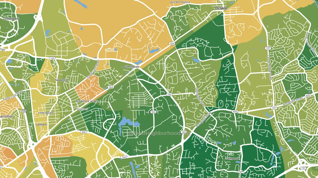 Glenn Dale, MD block-group voter-turnout map