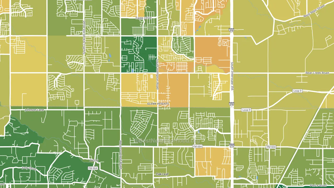 Glenn Heights, TX block-group voter-turnout map