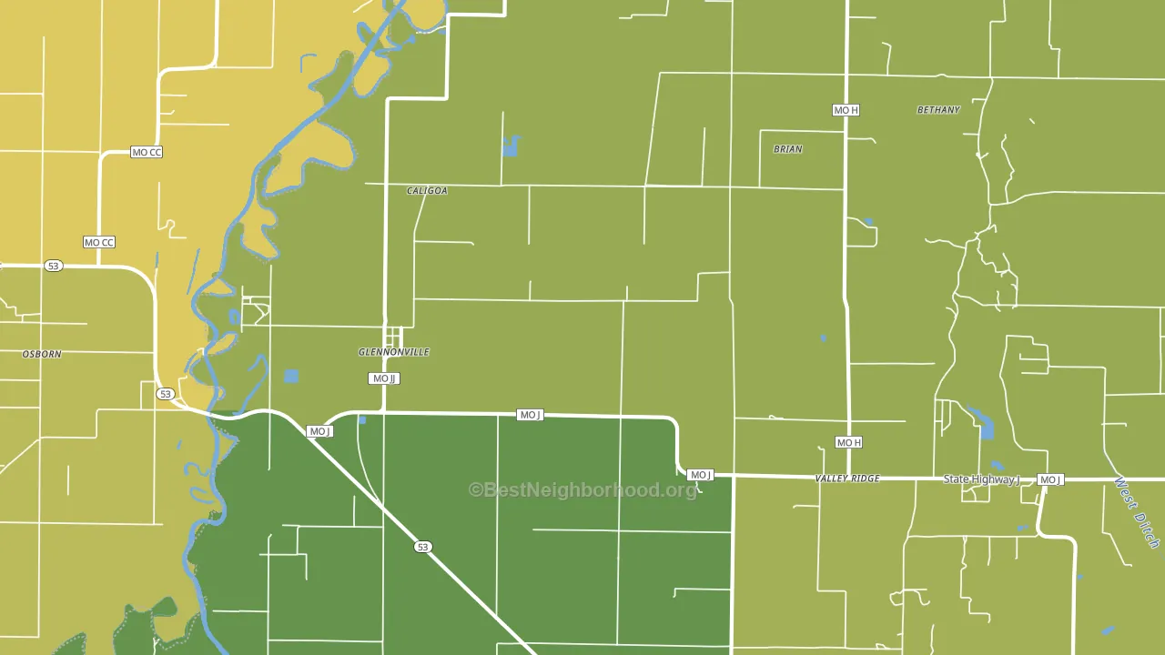 Glennonville, MO block-group voter-turnout map