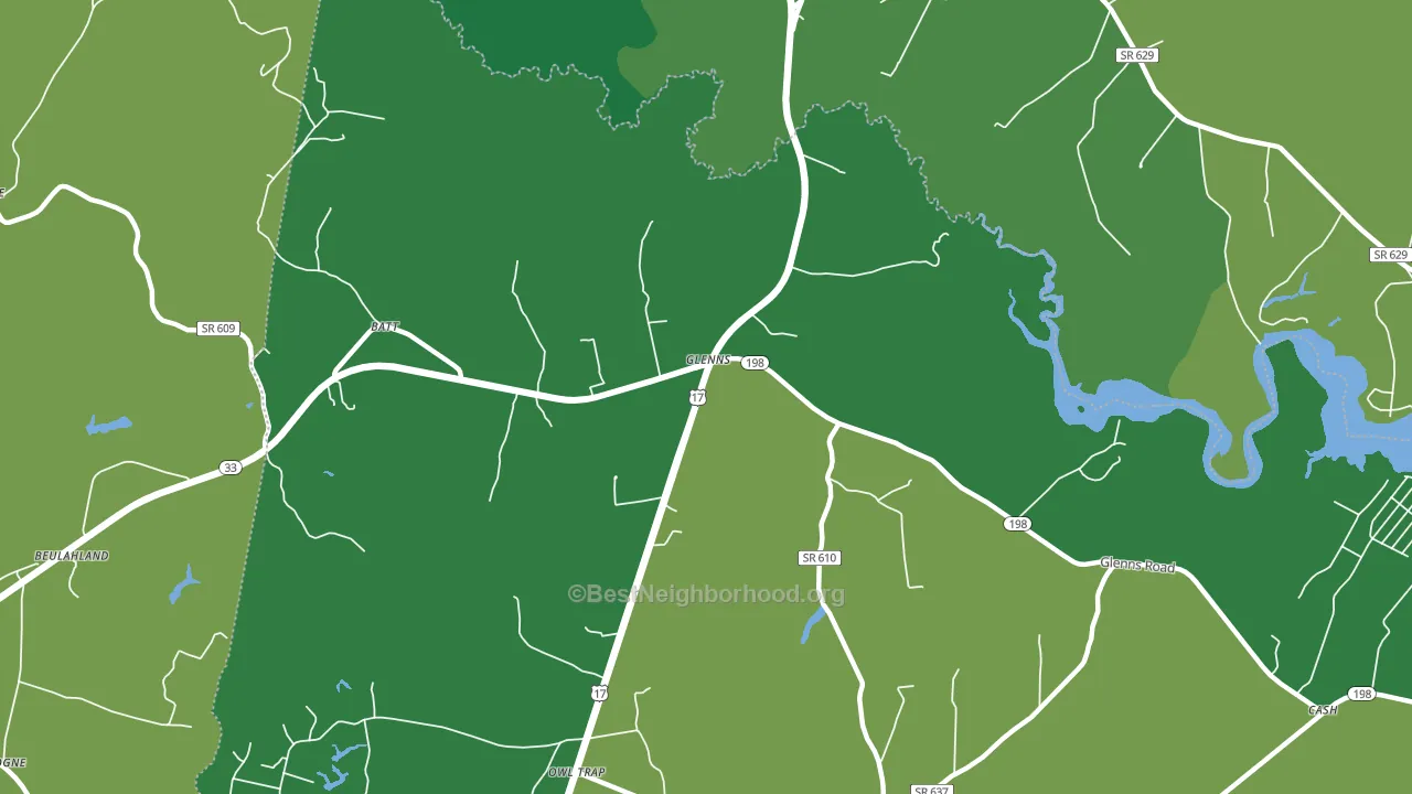 Glenns, VA block-group voter-turnout map