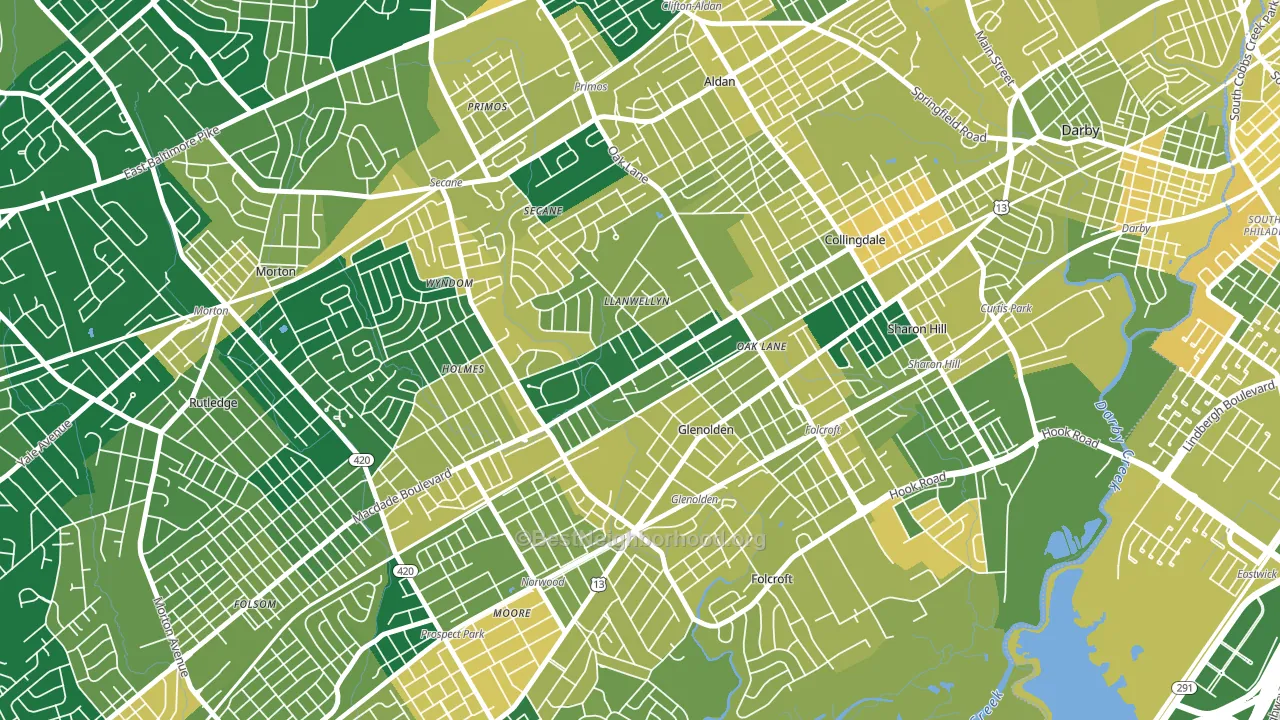 Glenolden, PA block-group voter-turnout map