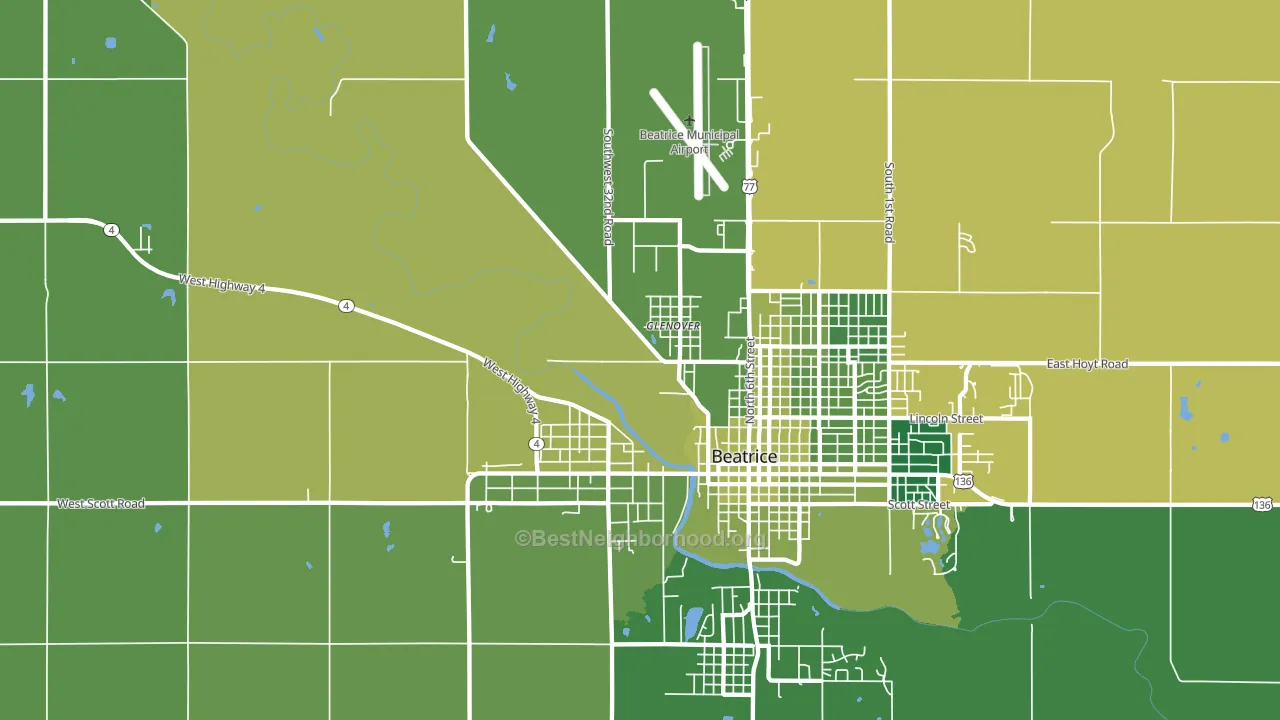 Glenover, NE block-group voter-turnout map