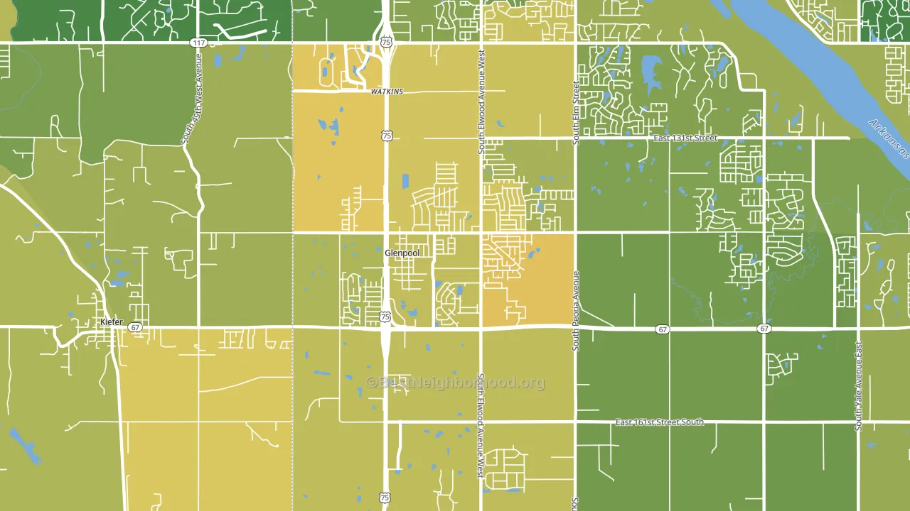 Glenpool, OK block-group voter-turnout map