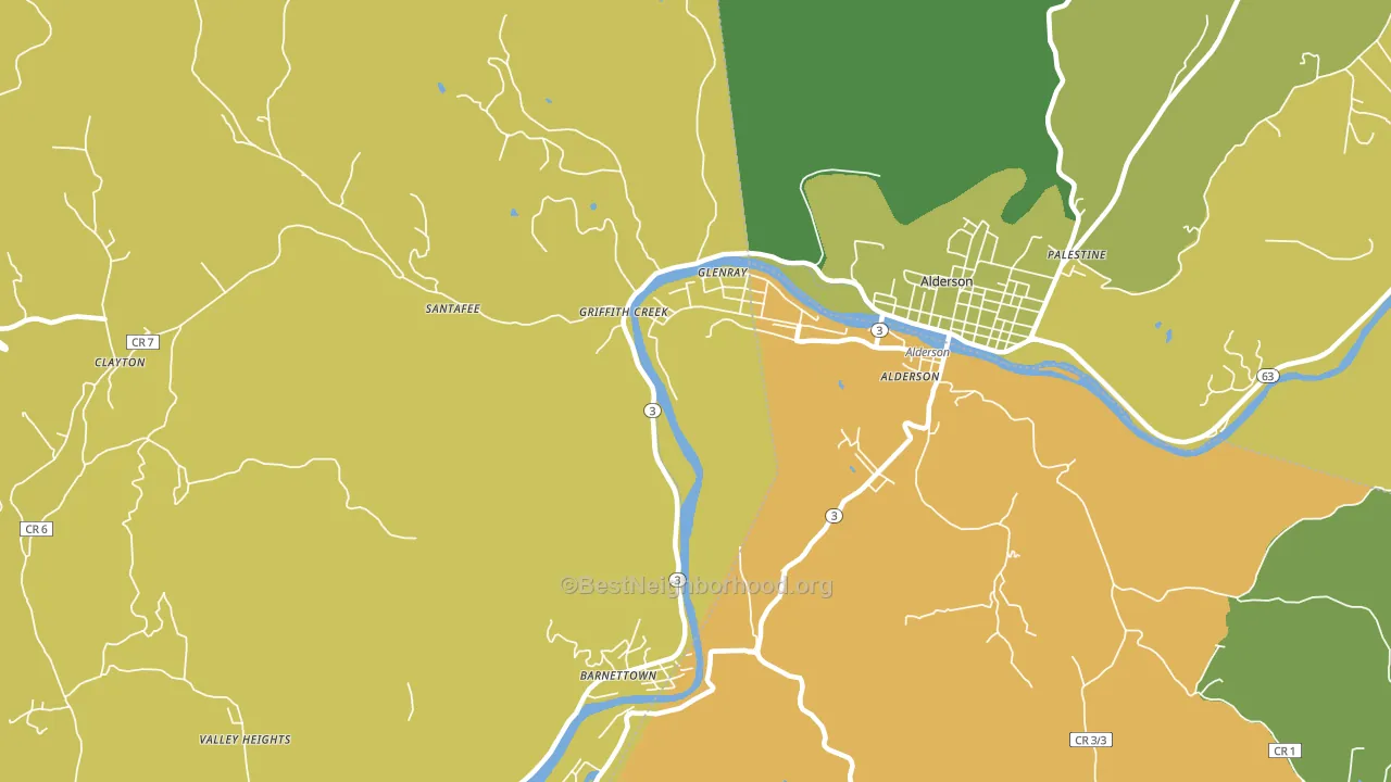 Glenray, WV block-group voter-turnout map
