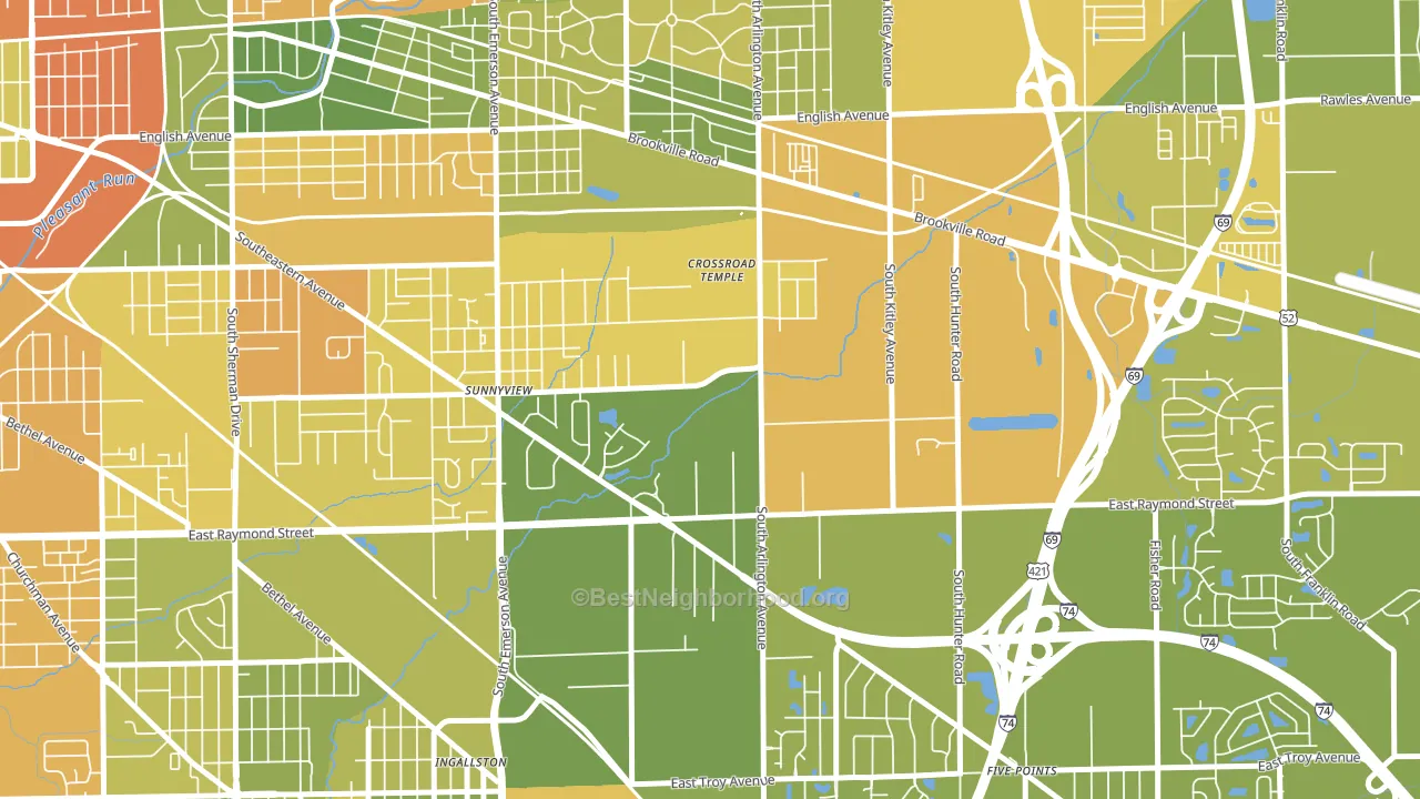 Glenroy Village, Indianapolis, IN block-group voter-turnout map