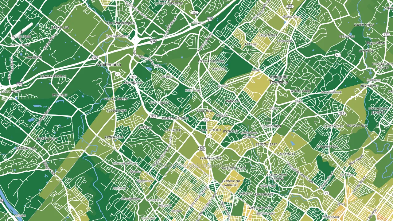 Glenside, PA block-group voter-turnout map