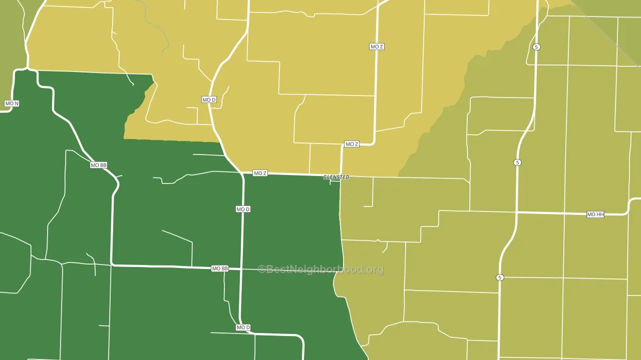 Glensted, MO block-group voter-turnout map