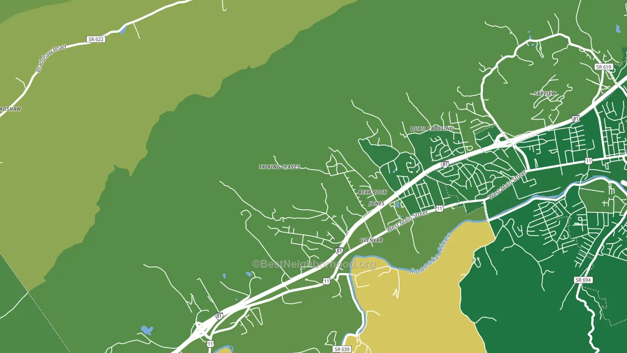 Glenvar, VA block-group voter-turnout map