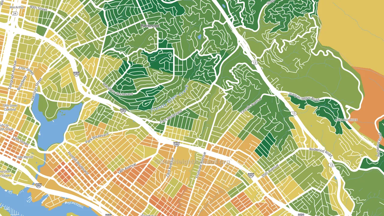 Glenview, Oakland, CA block-group voter-turnout map
