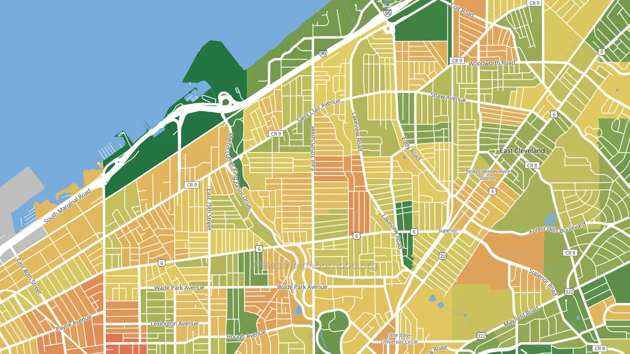 Glenville, Cleveland, OH block-group voter-turnout map