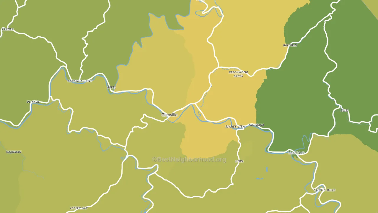Glenville, WV block-group voter-turnout map