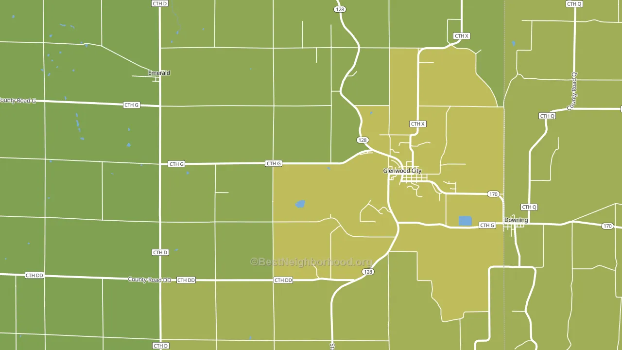 Glenwood City, WI block-group voter-turnout map