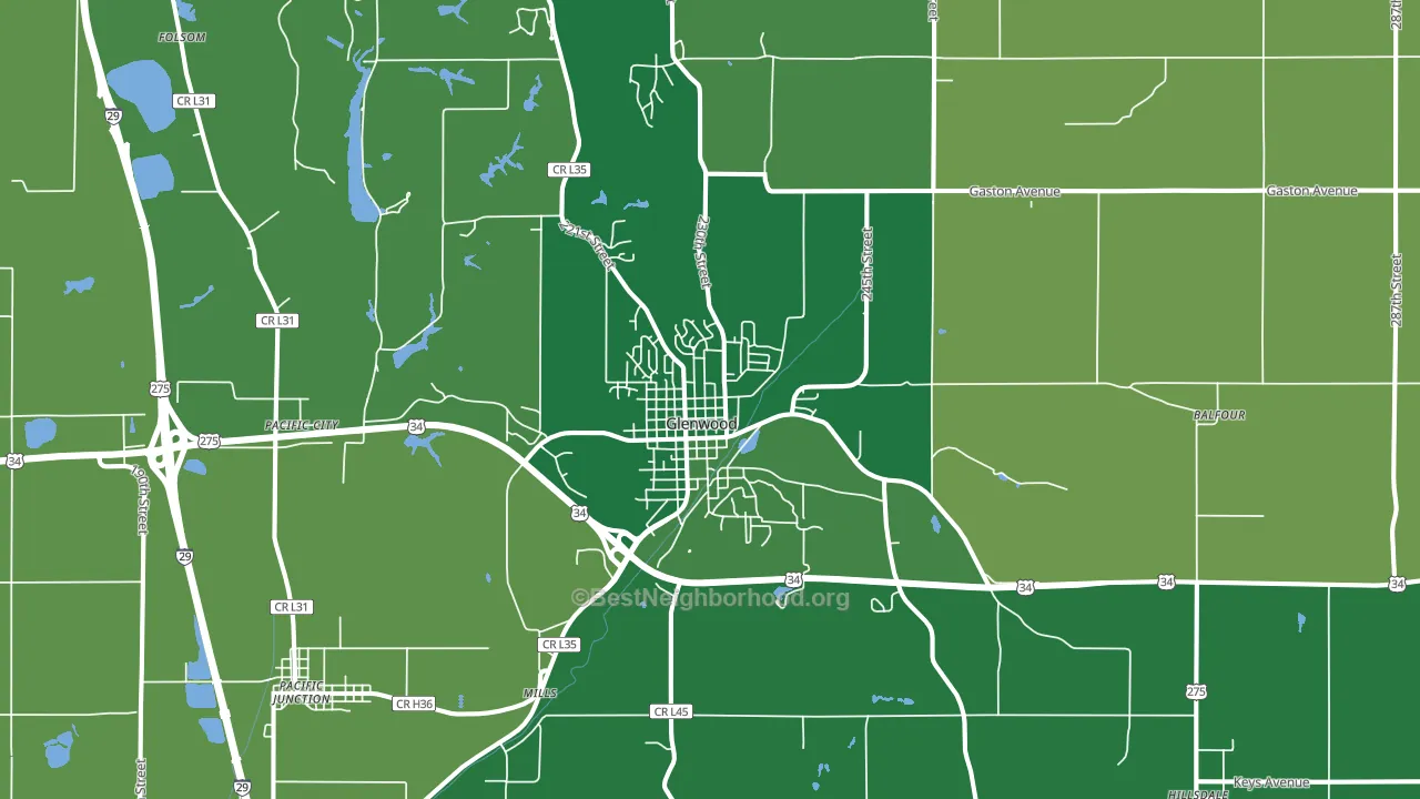 Glenwood, IA block-group voter-turnout map