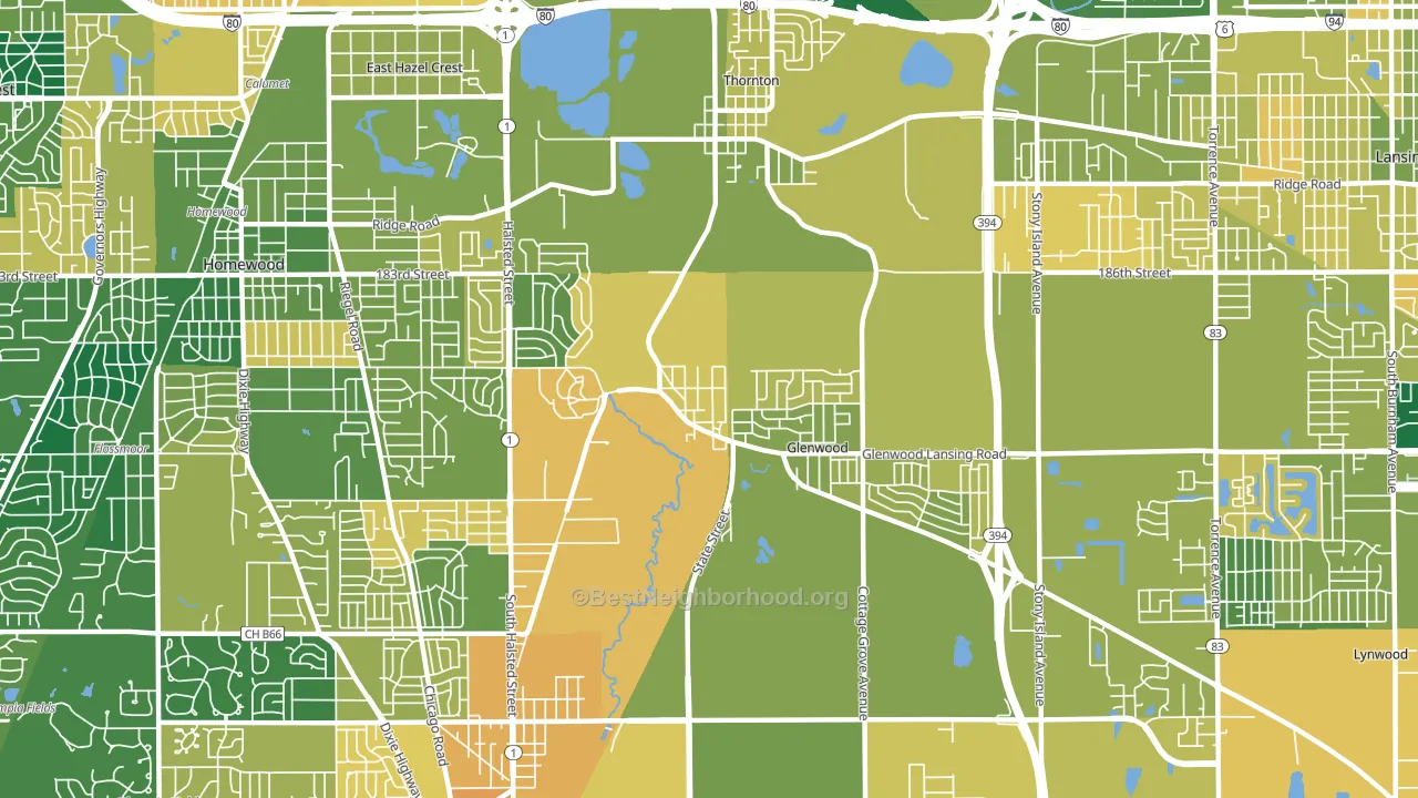 Glenwood, IL block-group voter-turnout map