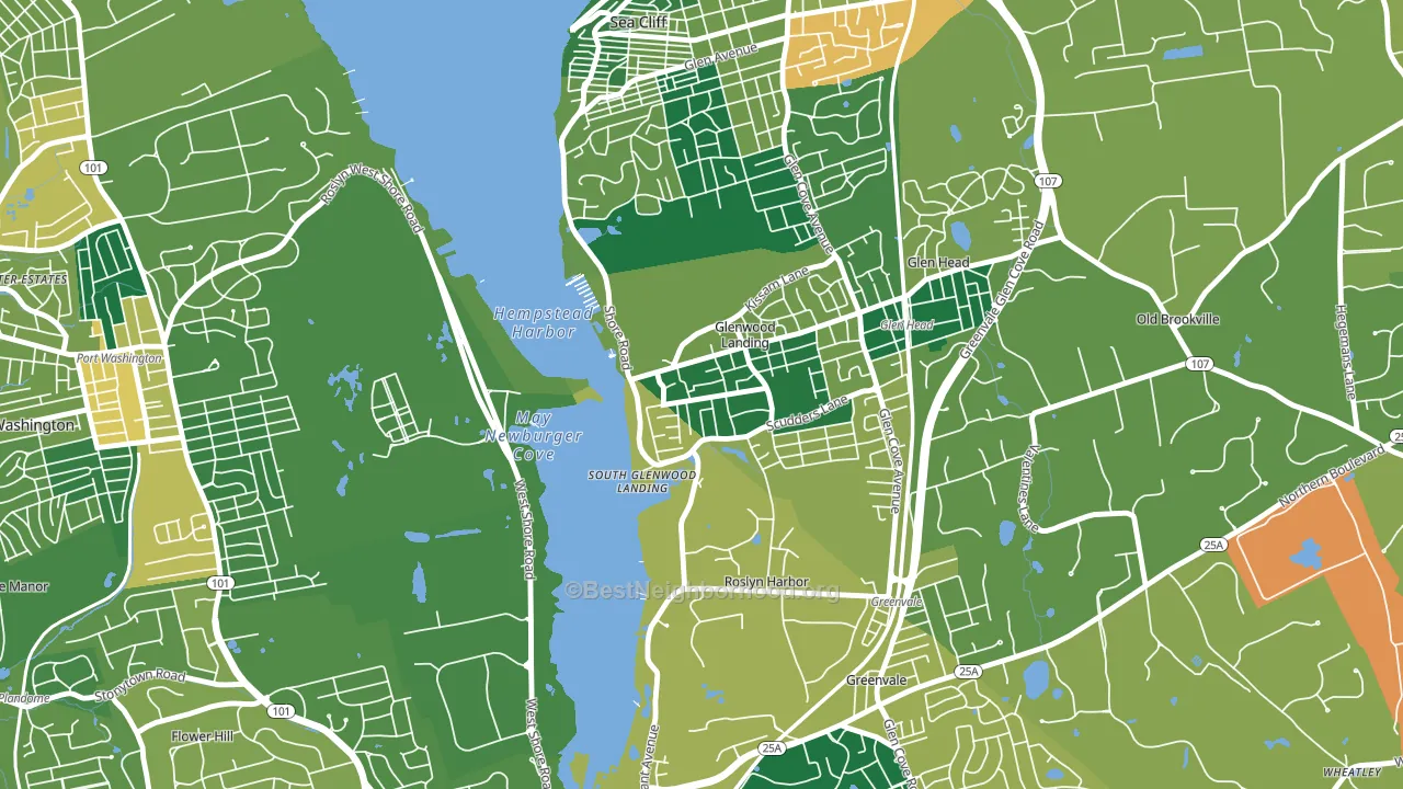 Glenwood Landing, NY block-group voter-turnout map