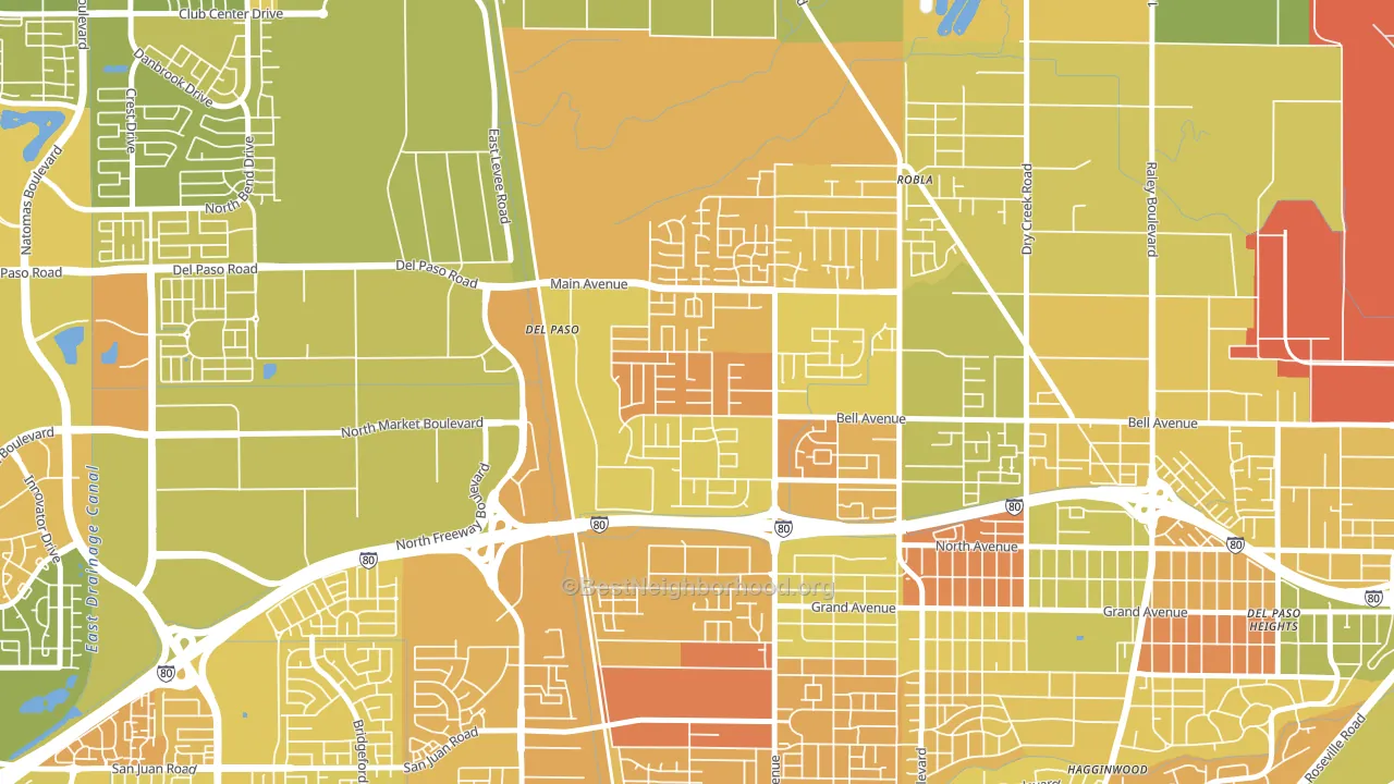 Glenwood Meadows, Sacramento, CA block-group voter-turnout map