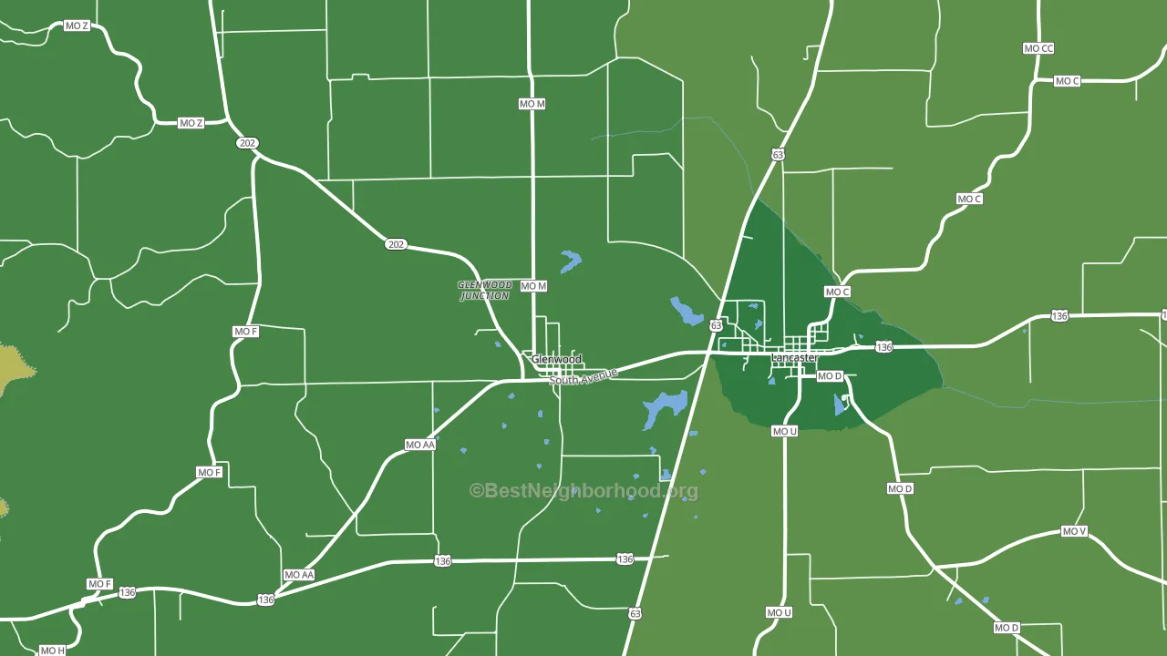 Glenwood, MO block-group voter-turnout map