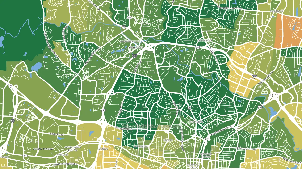 Glenwood, Raleigh, NC block-group voter-turnout map
