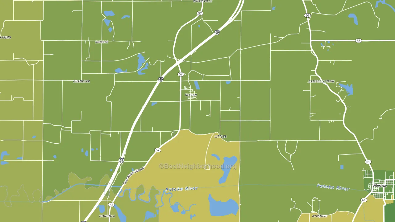 Glezen, IN block-group voter-turnout map
