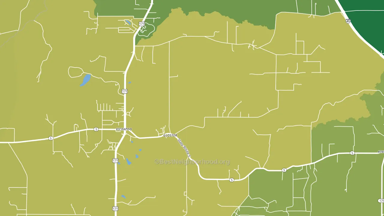 Gloster, LA block-group voter-turnout map