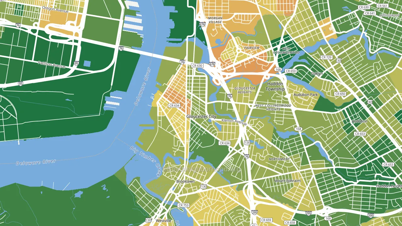 Gloucester City, NJ block-group voter-turnout map