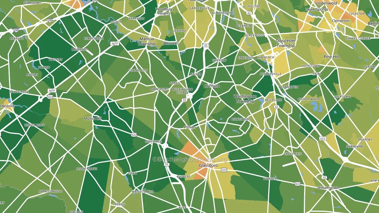 Gloucester County, NJ block-group voter-turnout map