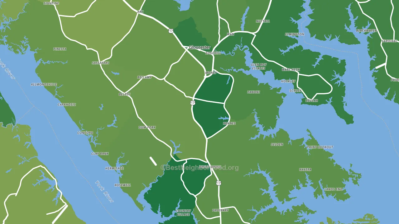 Gloucester County, VA block-group voter-turnout map