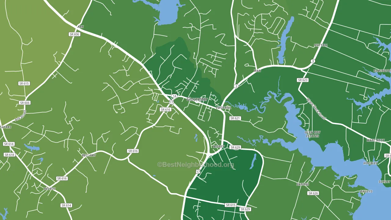 Gloucester Courthouse, VA block-group voter-turnout map