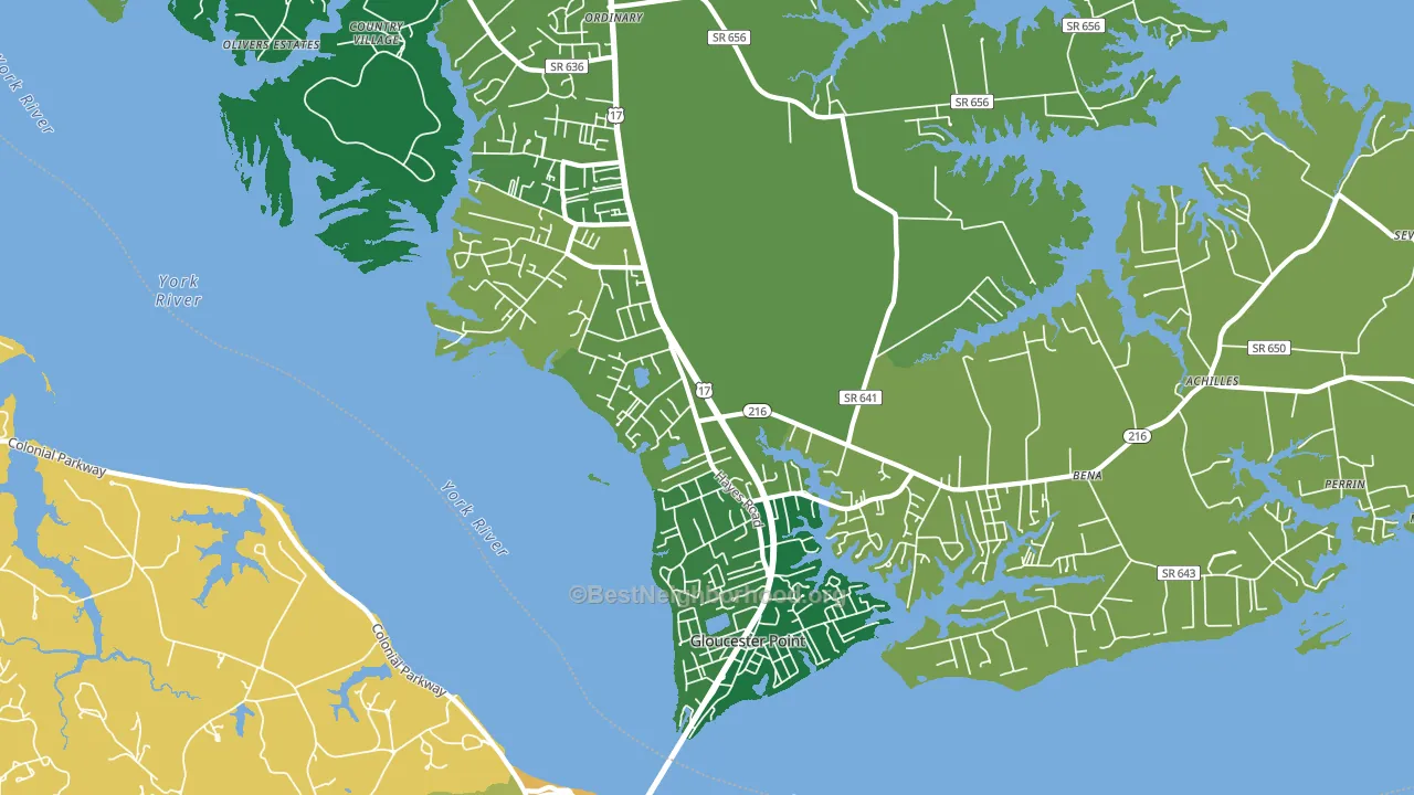 Gloucester Point, VA block-group voter-turnout map