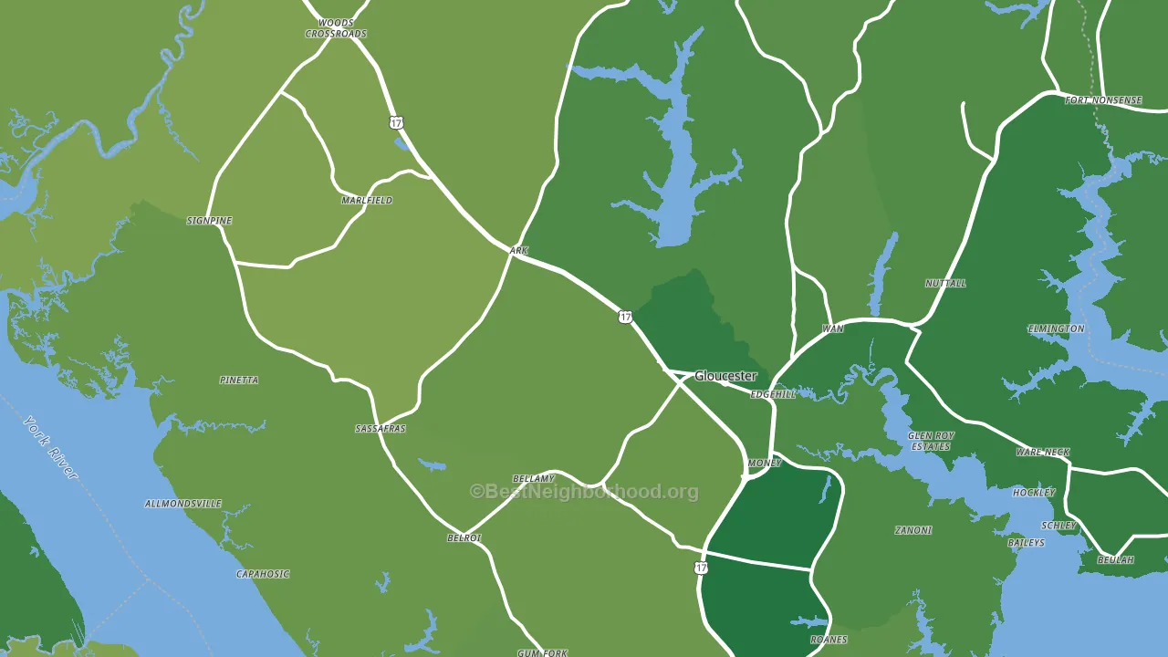 Gloucester, VA block-group voter-turnout map