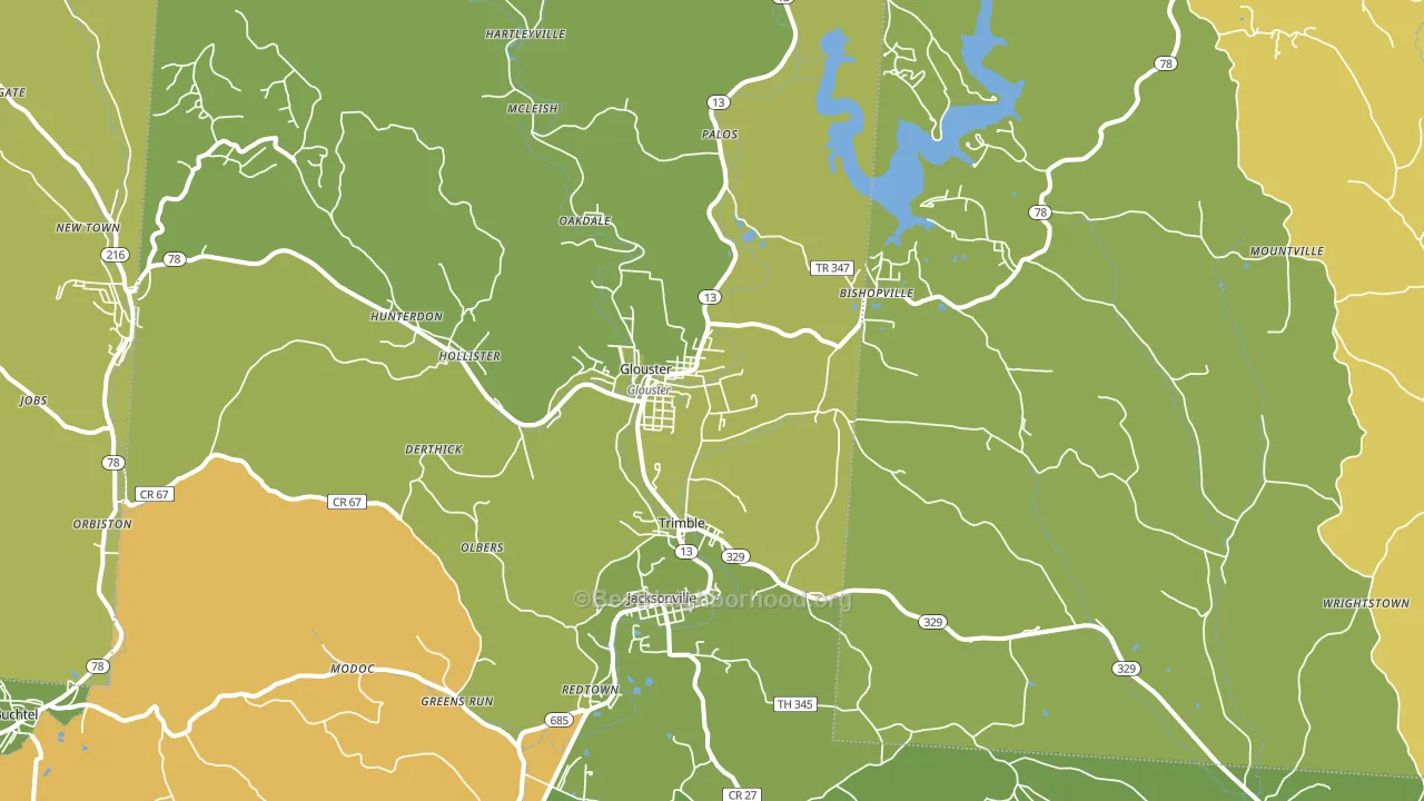 Glouster, OH block-group voter-turnout map