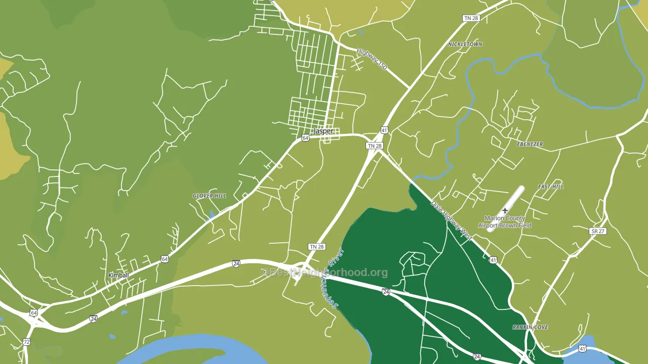 Glover Hill, TN block-group voter-turnout map