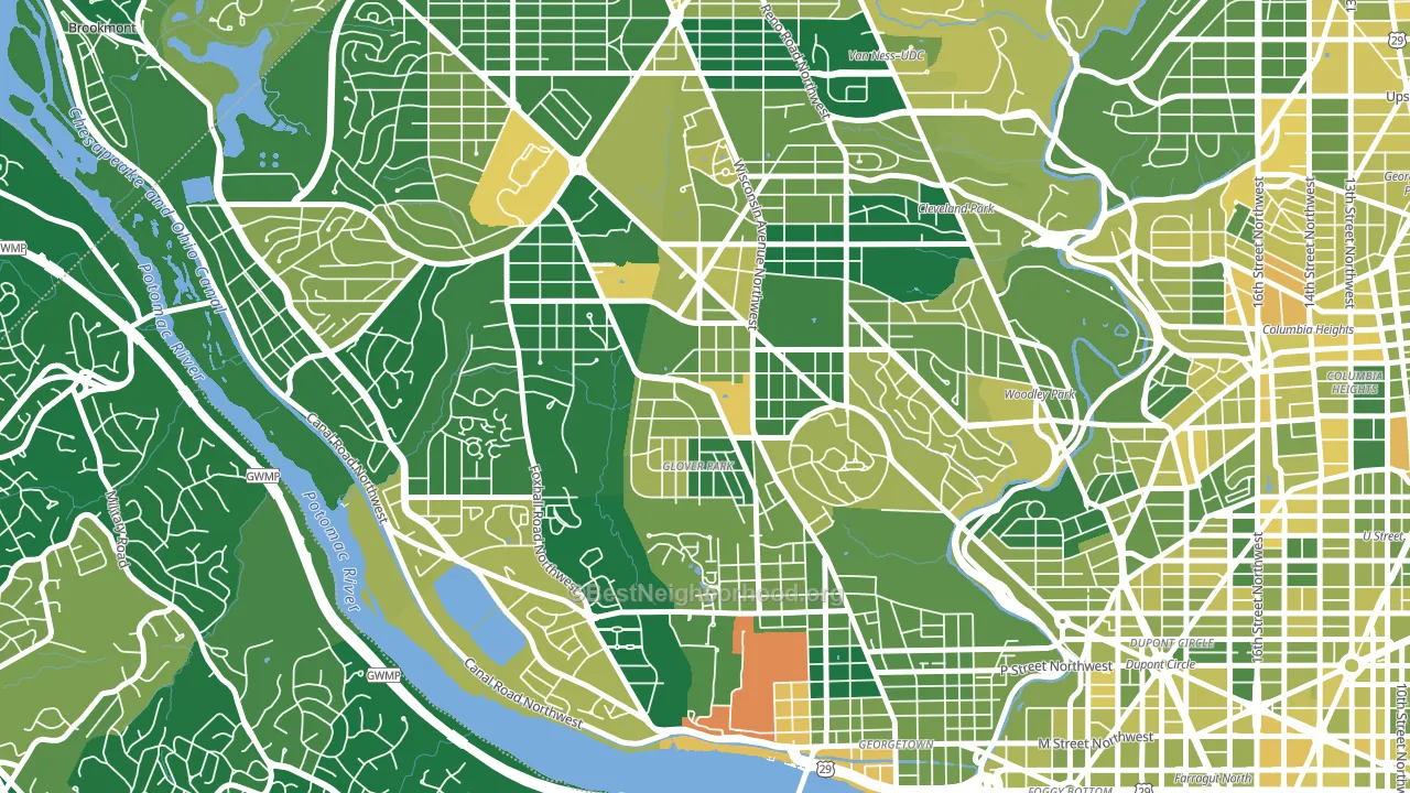 Glover Park, Washington, DC block-group voter-turnout map