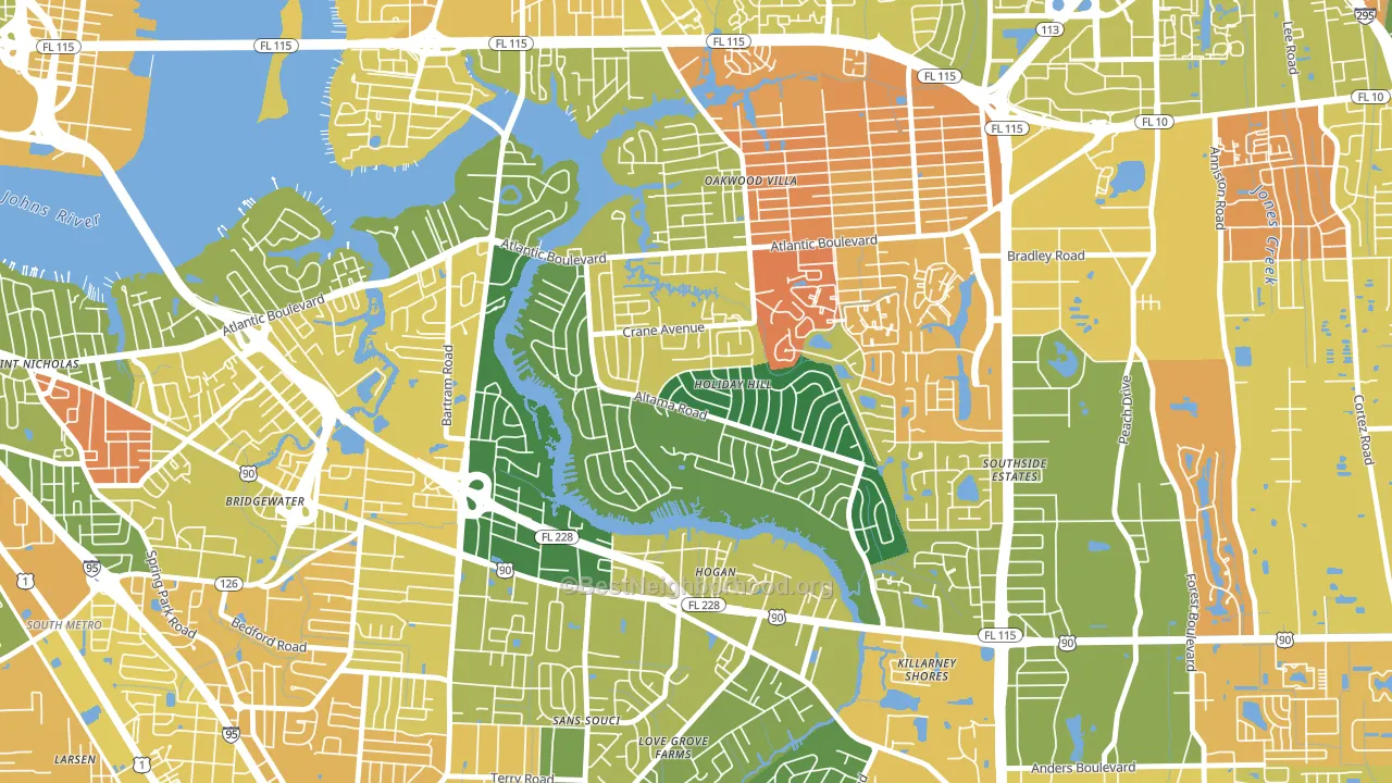 Glynlea-Grove Park, Jacksonville, FL block-group voter-turnout map