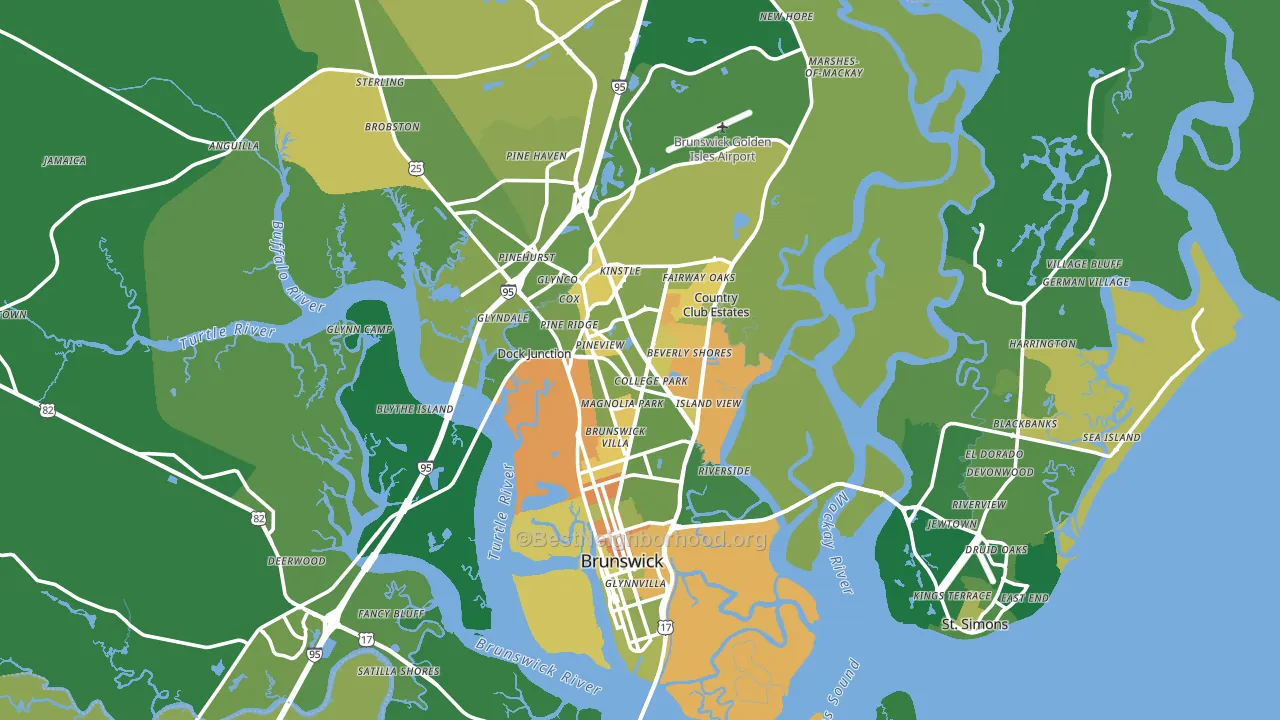 Glynn County, GA block-group voter-turnout map