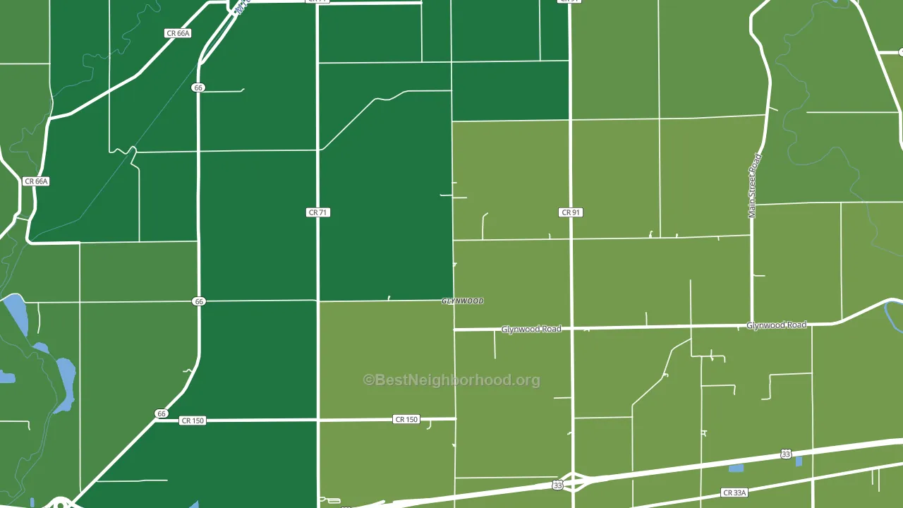 Glynwood, OH block-group voter-turnout map
