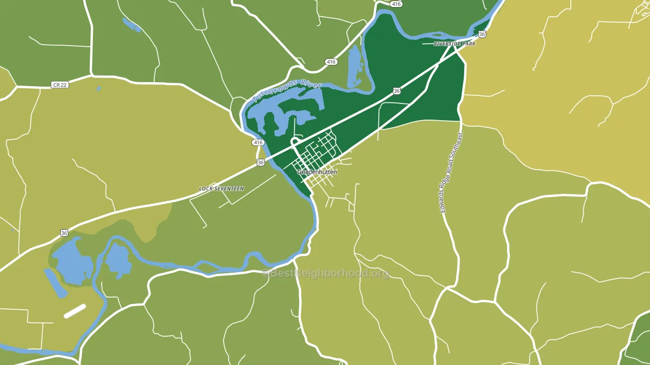 Gnadenhutten, OH block-group voter-turnout map