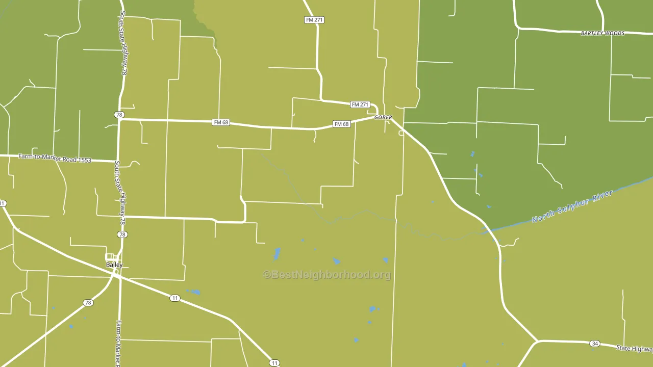 Gober, TX block-group voter-turnout map