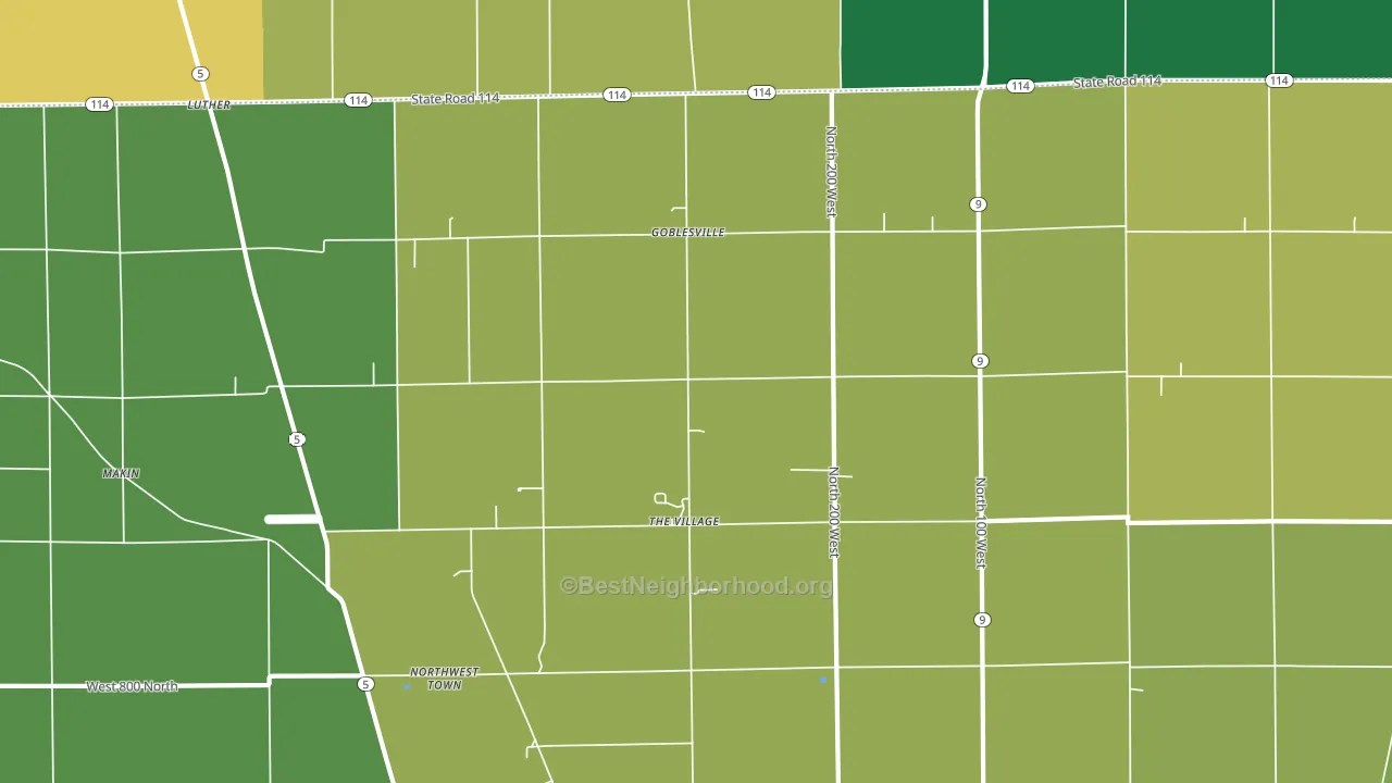 Goblesville, IN block-group voter-turnout map
