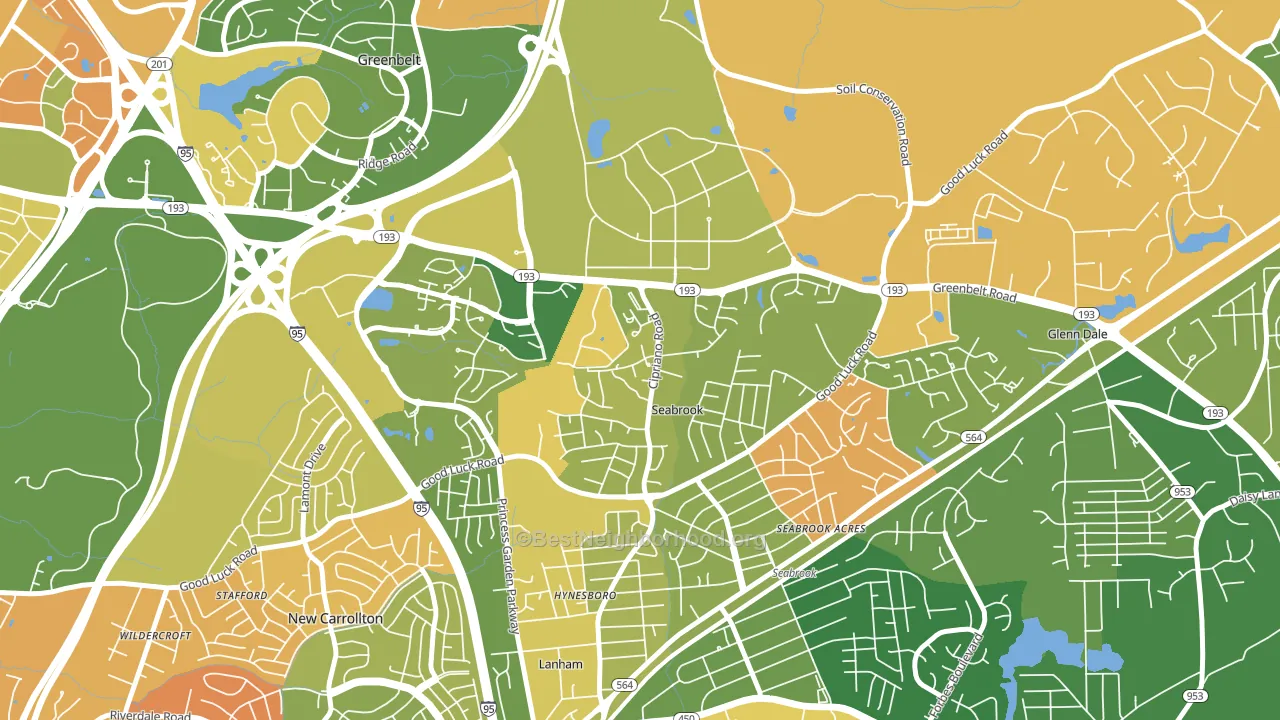 Goddard, Seabrook, MD block-group voter-turnout map