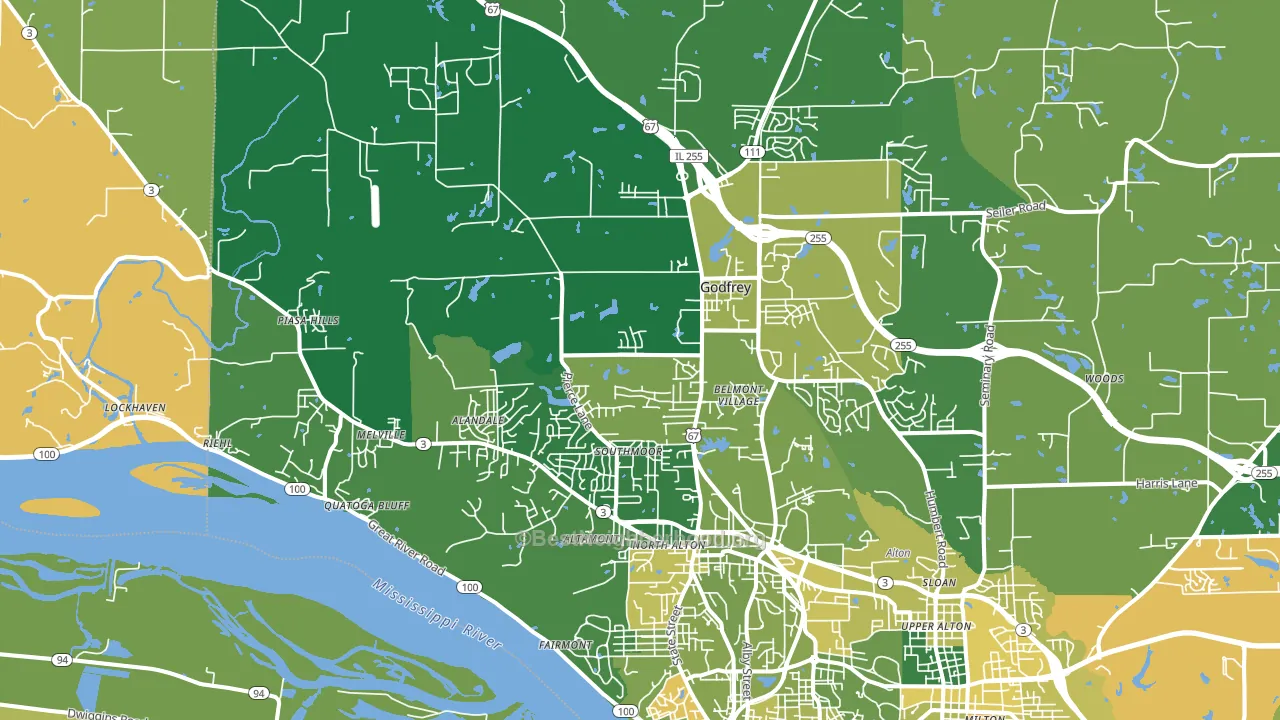 Godfrey, IL block-group voter-turnout map