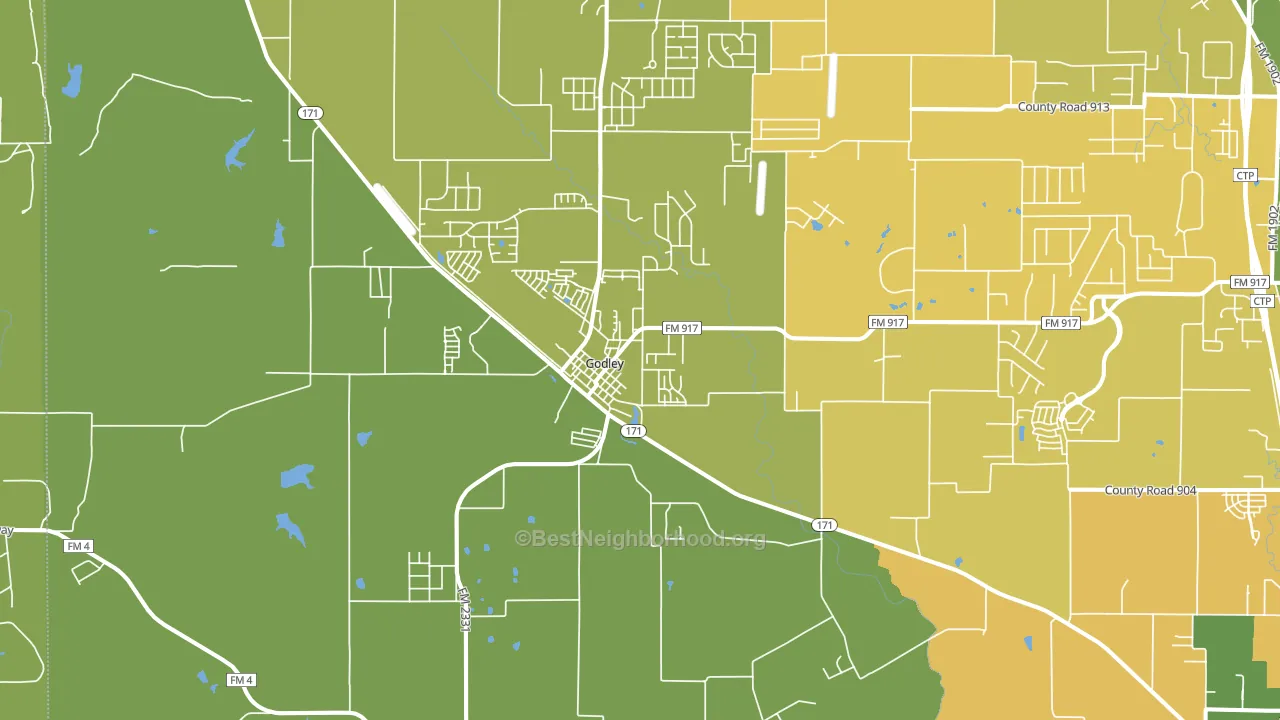 Godley, TX block-group voter-turnout map