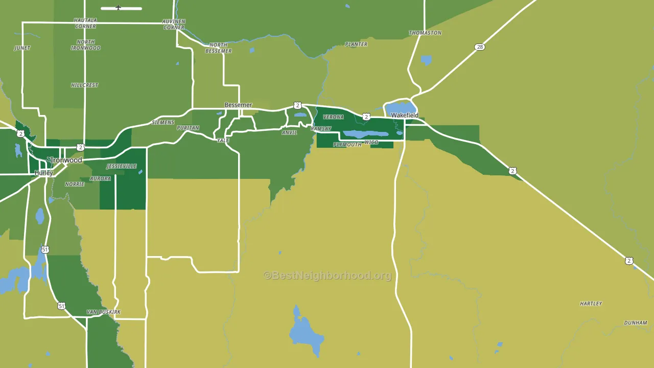 Gogebic County, MI block-group voter-turnout map