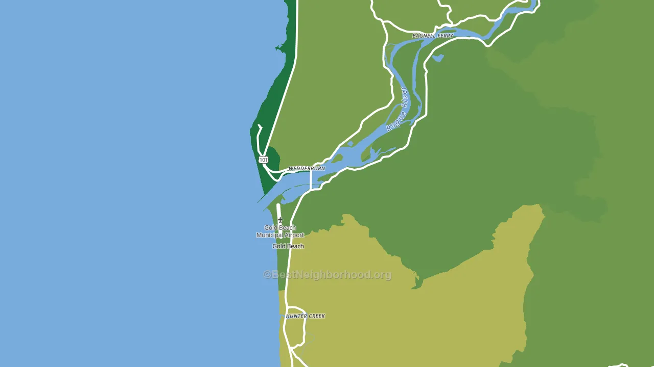 Gold Beach, OR block-group voter-turnout map