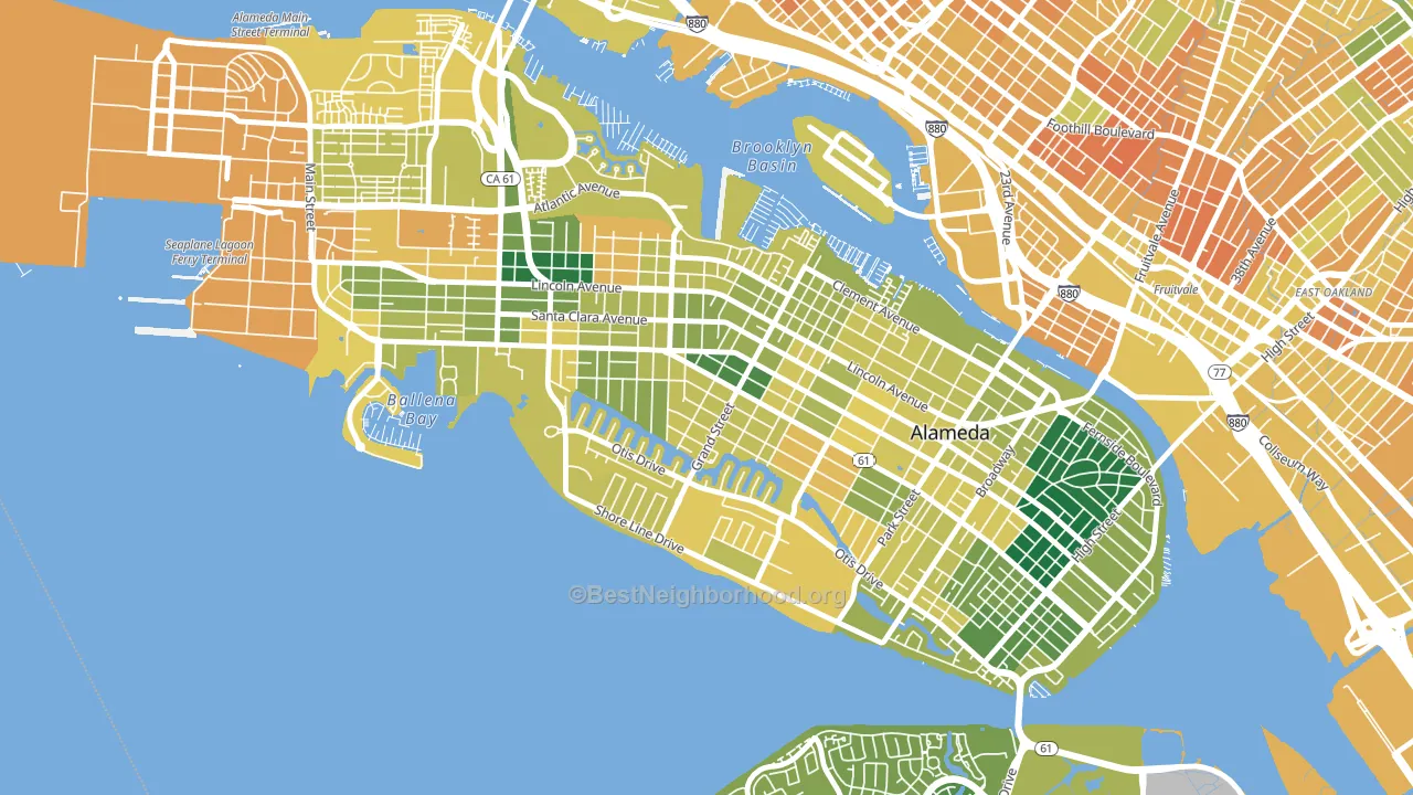 Gold Coast, Alameda, CA block-group voter-turnout map