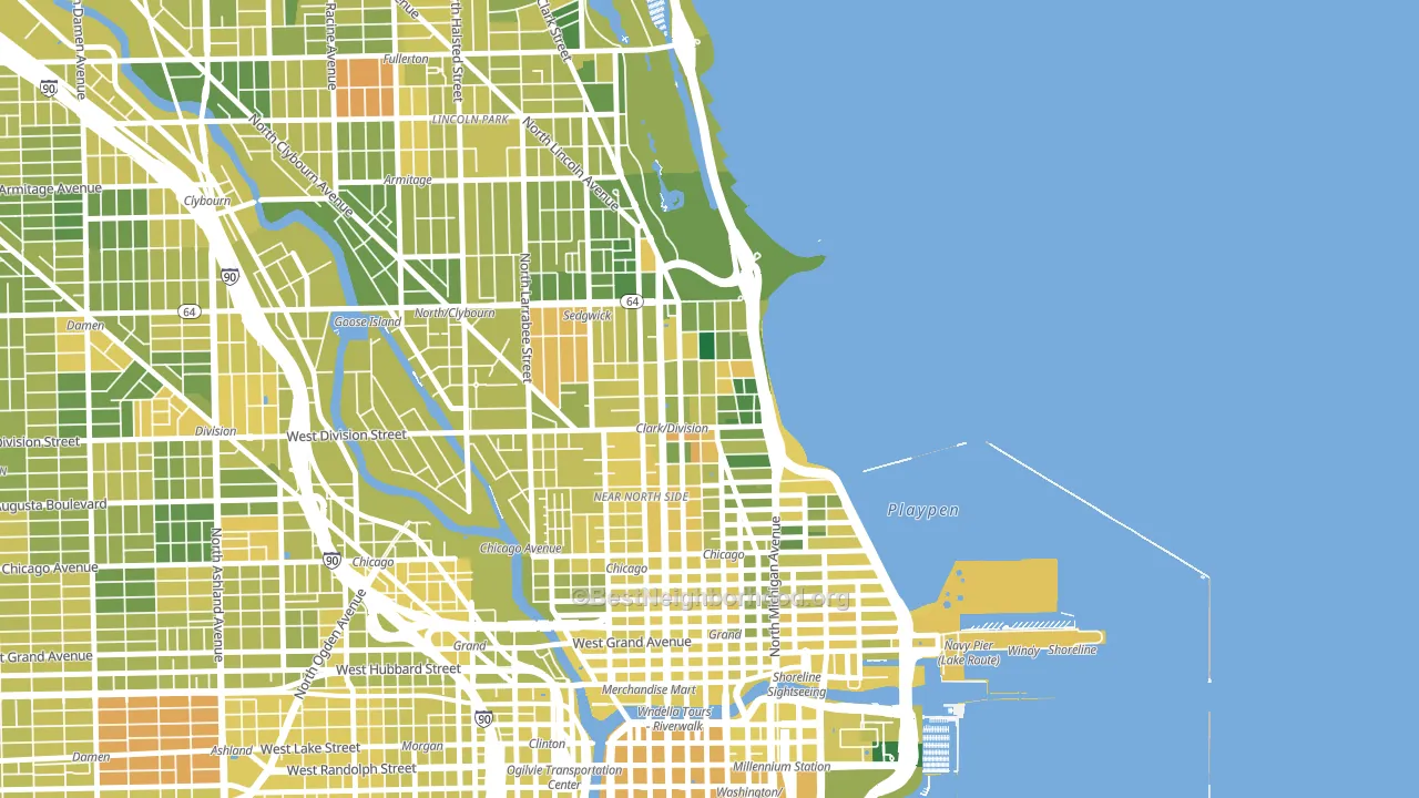 Gold Coast, Chicago, IL block-group voter-turnout map